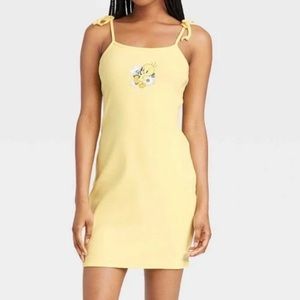 Tweety Bird Looney Tunes Yellow Ribbed Mini Tank Dress